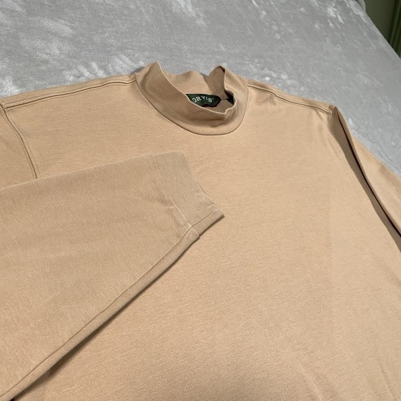 Orvis Other - Orvis Mock Neck Sweatshirt Sweater Large Beige Stretch Long Sleeve Pullover